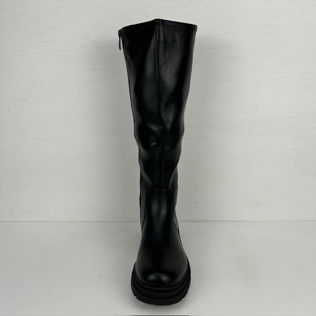 Hoge leatherlook laarzen met gave zool zwart