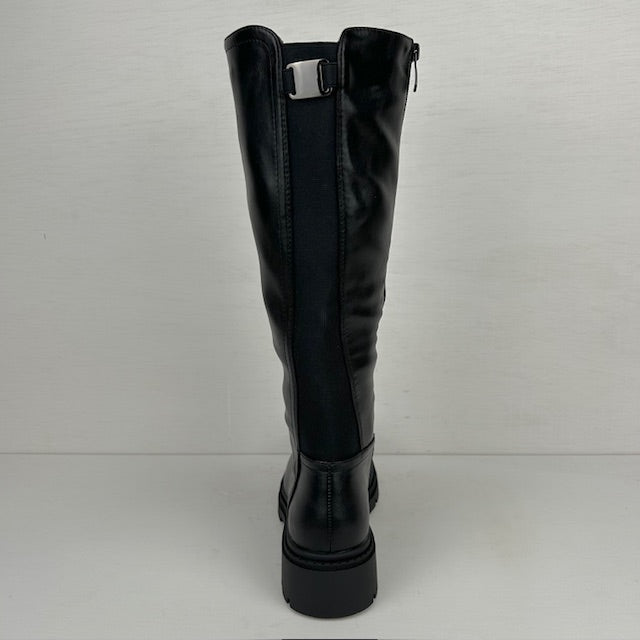 Hoge leatherlook laarzen met gave zool zwart