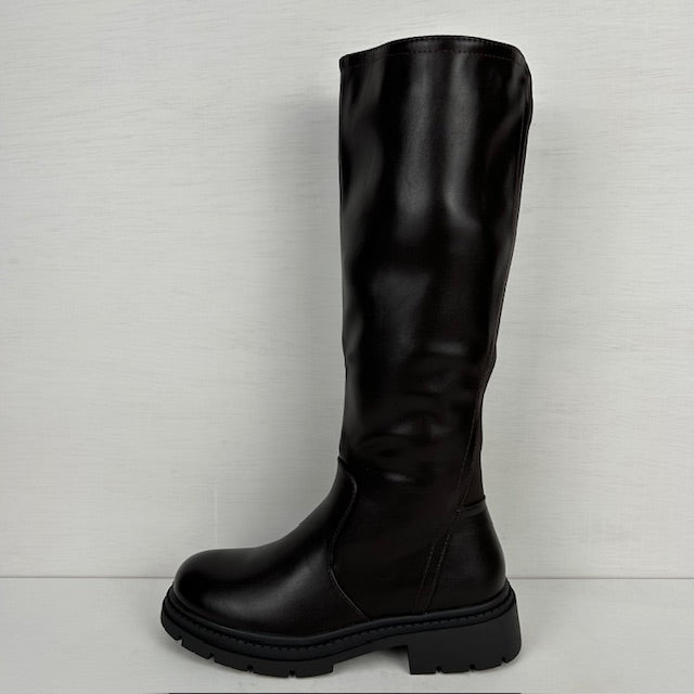 Hoge leatherlook laarzen met gave zool bruin