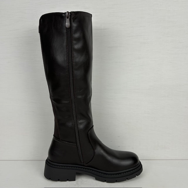 Hoge leatherlook laarzen met gave zool bruin