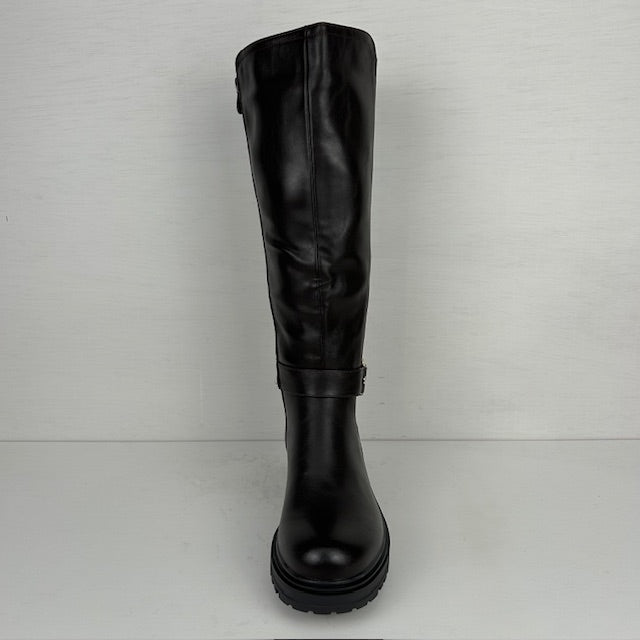 Leatherlook laarzen met elastiek en bandje bruin