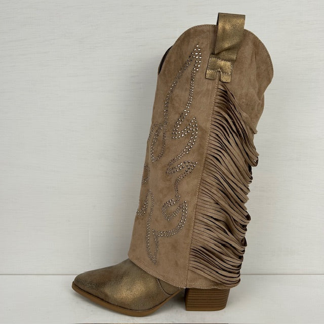 Trendy cowboylaarzen met gave flap taupe