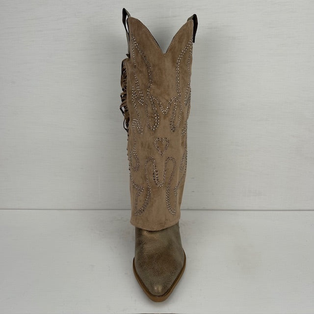 Trendy cowboylaarzen met gave flap taupe