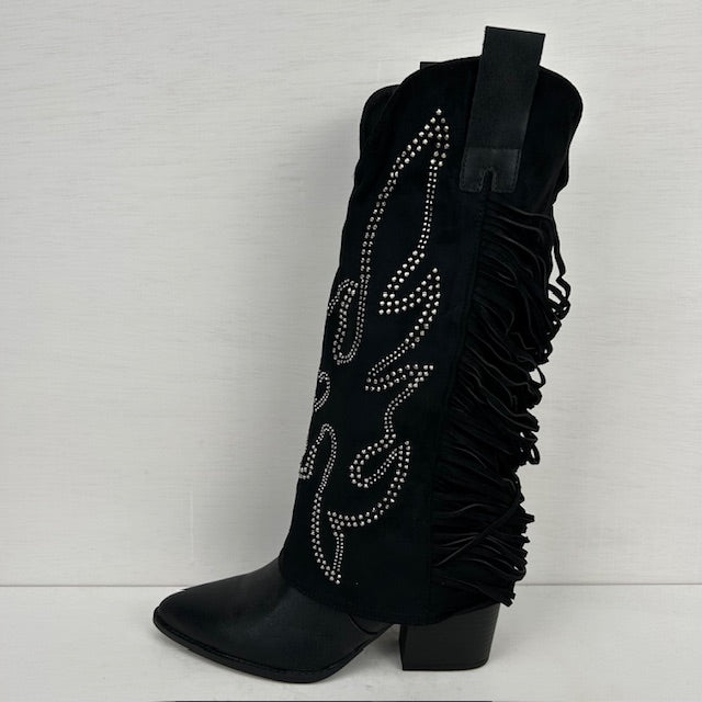 Trendy cowboylaarzen met gave flap zwart