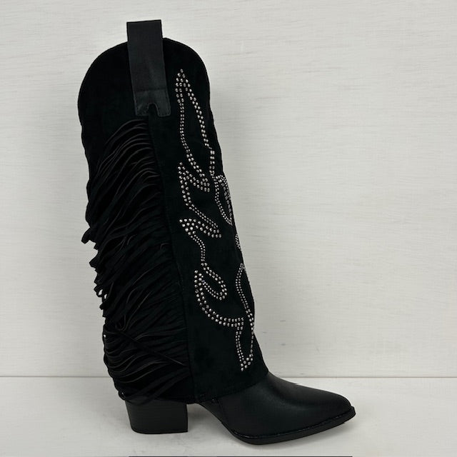 Trendy cowboylaarzen met gave flap zwart