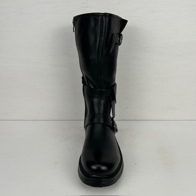 Stoere leatherlook laarzen met leuke details zwart