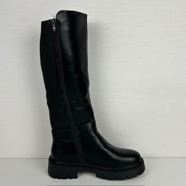 Stoere hoge laarzen met elastiek zwart