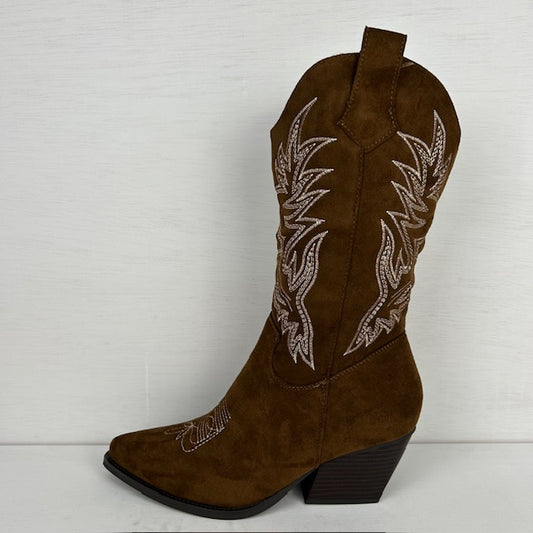 Leuke suèdine cowboylaarzen met gaaf design bruin