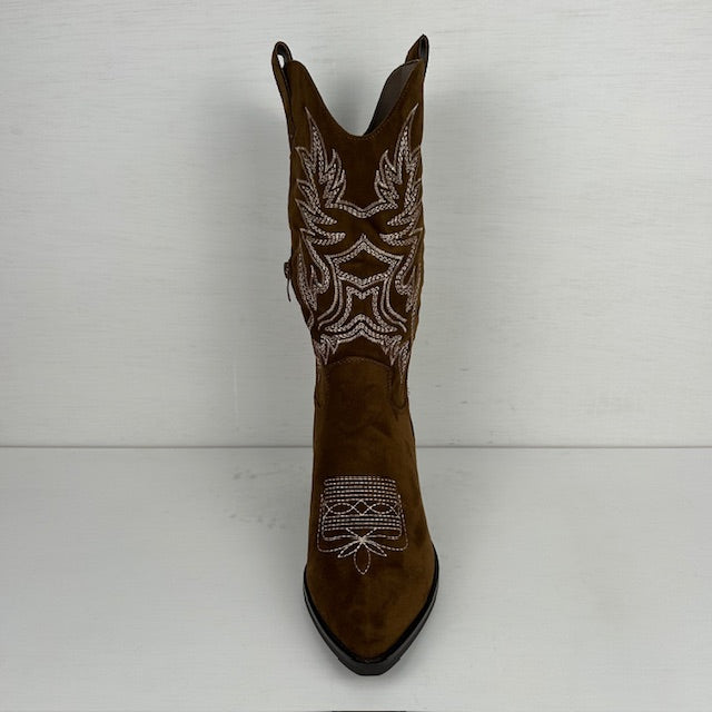 Leuke suèdine cowboylaarzen met gaaf design bruin