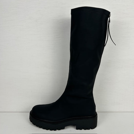 Hoge leatherlook laarzen met rits zwart
