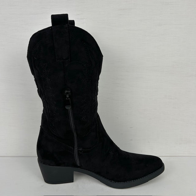 Suèdine cowboylaarzen met elegant hakje zwart