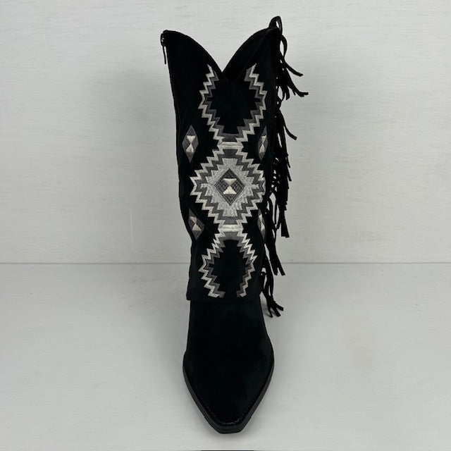 Gave cowboylaarzen met trendy flap zwart