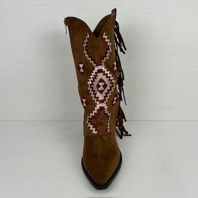 Gave cowboylaarzen met trendy flap camel