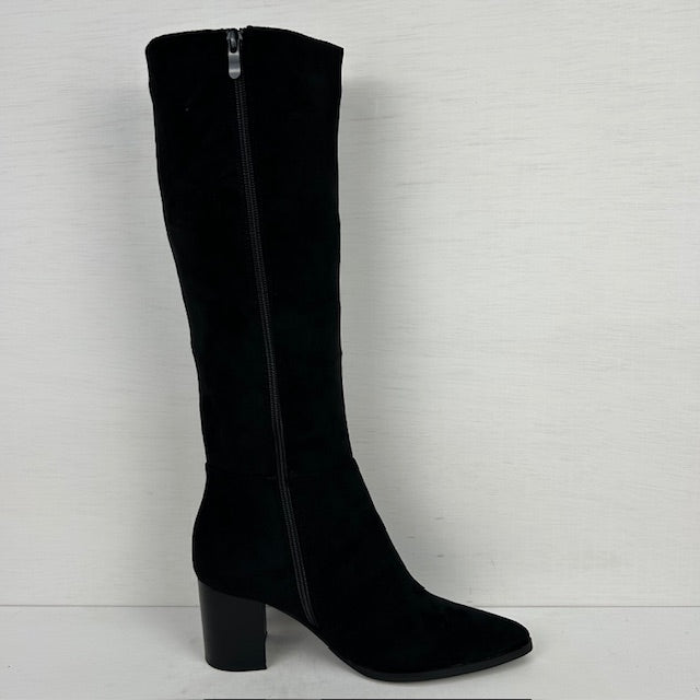 Hoge suèdine cowboylaarzen met hoge hak zwart