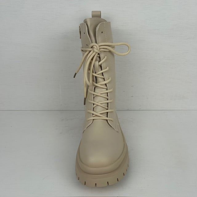 Basic leatherlook veterboots beige