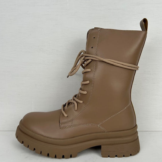 Basic leatherlook veterboots khaki