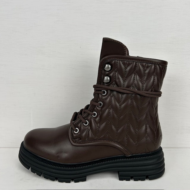 Gave veterboots met padded design bruin
