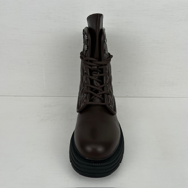 Gave veterboots met padded design bruin