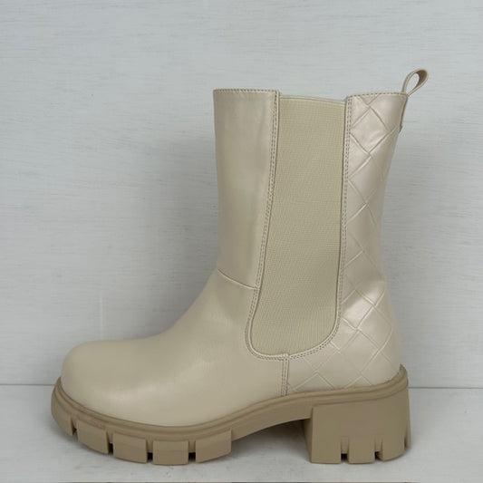 Leatherlook boots met gaaf design beige