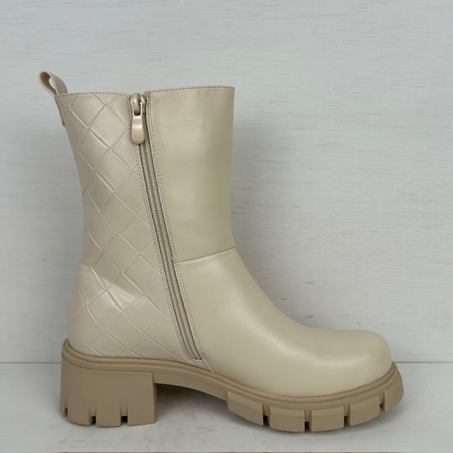 Leatherlook boots met gaaf design beige