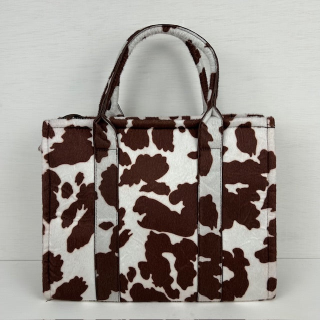 Tote bag met koeienprint bruin