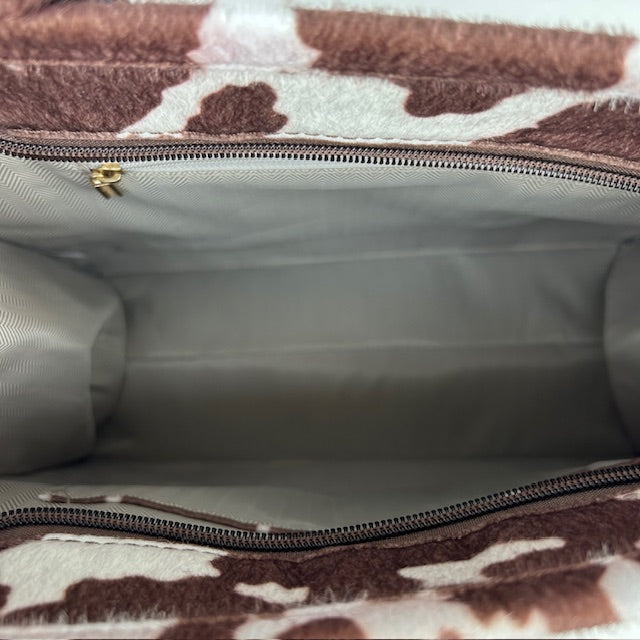 Tote bag met koeienprint bruin