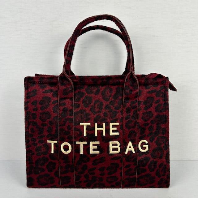 Tote bag met panterprint rood