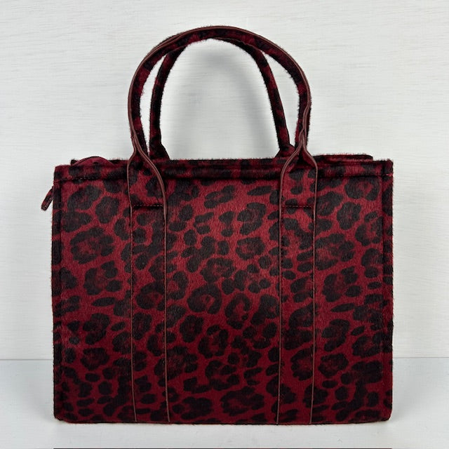 Tote bag met panterprint rood