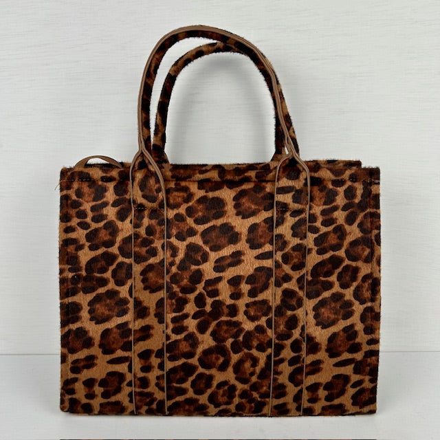 Tote bag met panterprint bruin