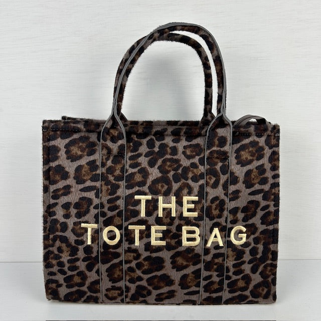 Tote bag met panterprint grijs