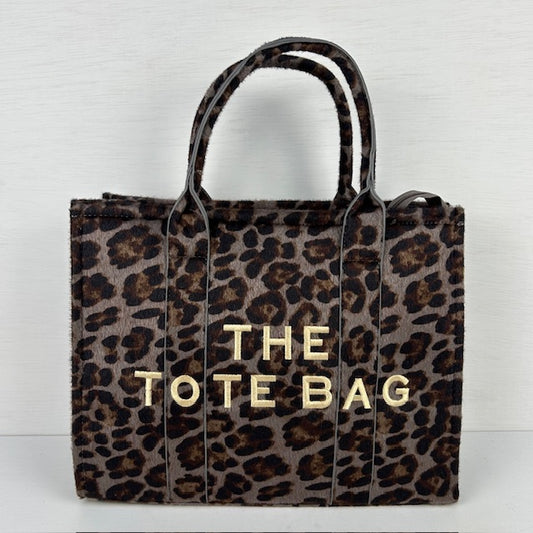 Tote bag met panterprint grijs