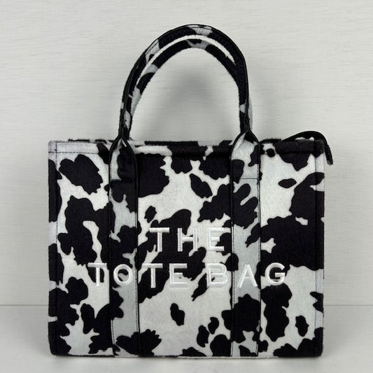 Tote bag met koeienprint zwart