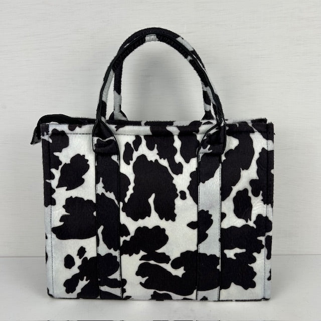 Tote bag met koeienprint zwart