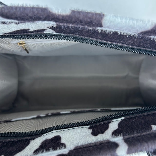 Tote bag met koeienprint zwart