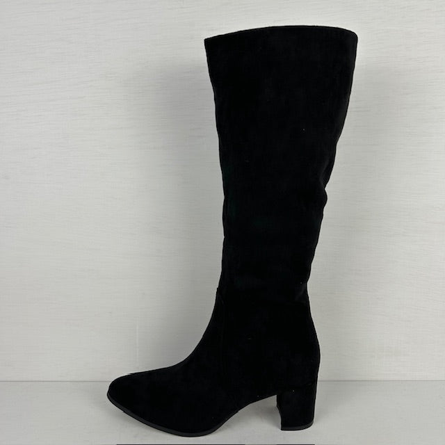 Suèdine cowboylaarzen met elegante hak zwart