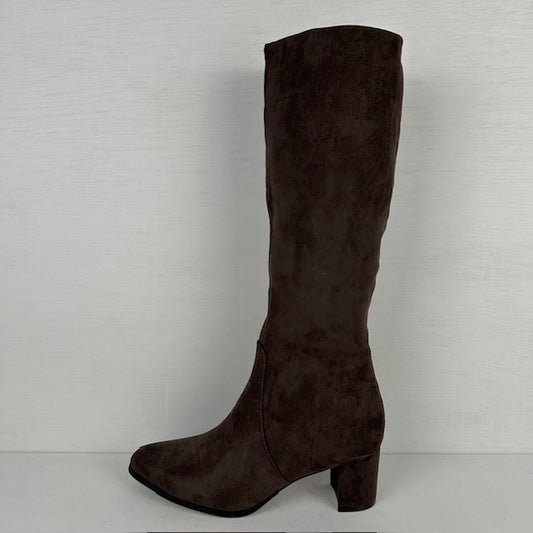 Suèdine cowboylaarzen met elegante hak bruin