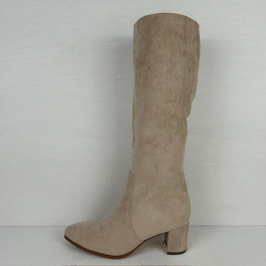 Suèdine cowboylaarzen met elegante hak beige