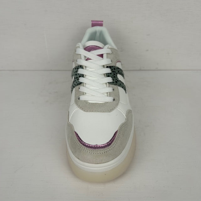 POSH by Poelman sneakers wit met grijs en groen