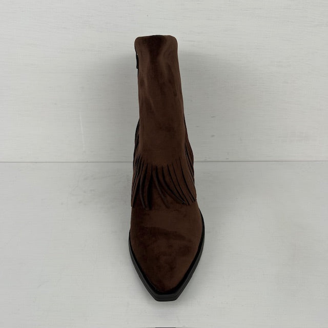 Suèdine cowboylaarsjes met franjes bruin