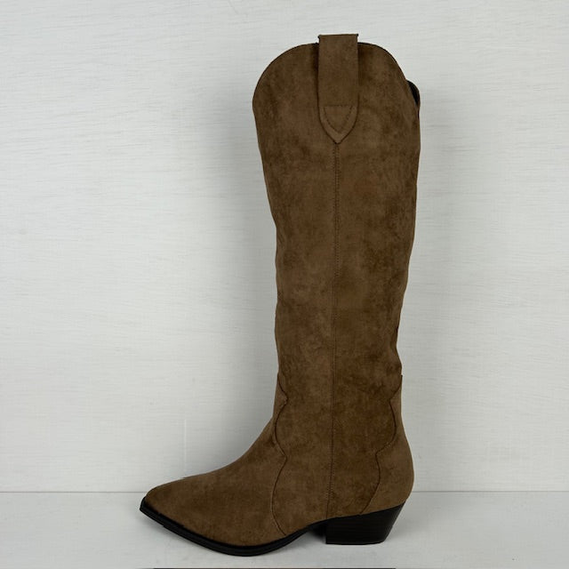Gave hoge suèdine cowboylaarzen donker taupe