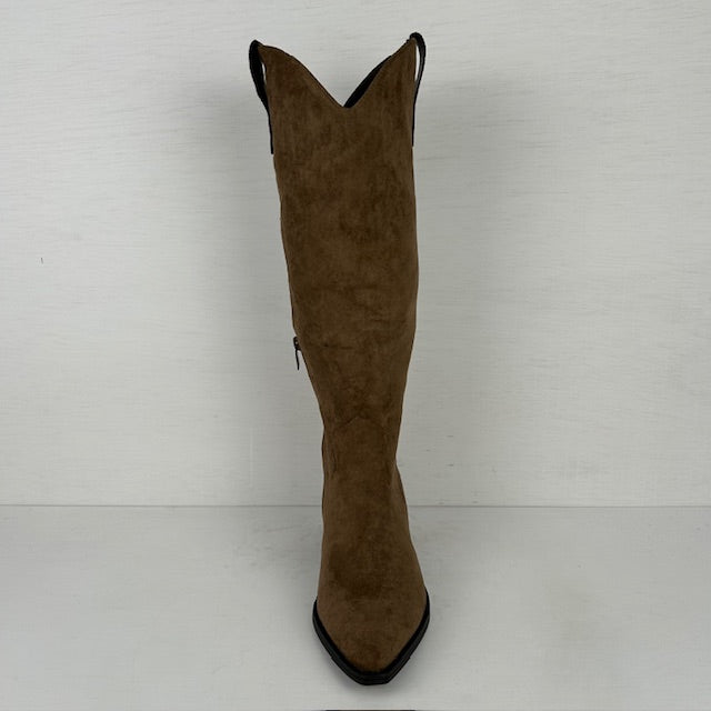 Gave hoge suèdine cowboylaarzen donker taupe