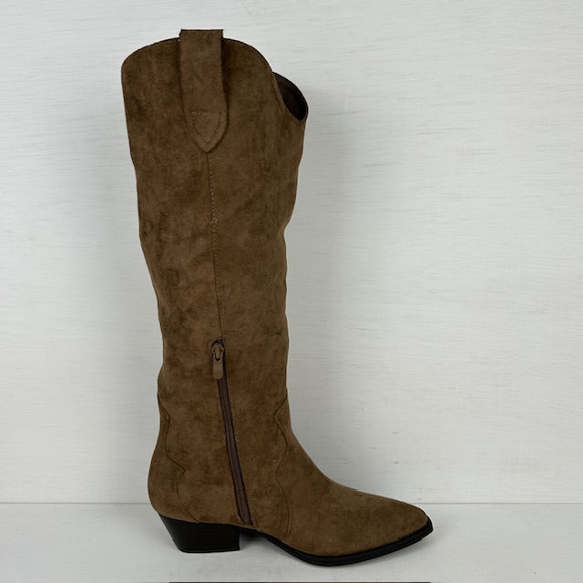 Gave hoge suèdine cowboylaarzen donker taupe