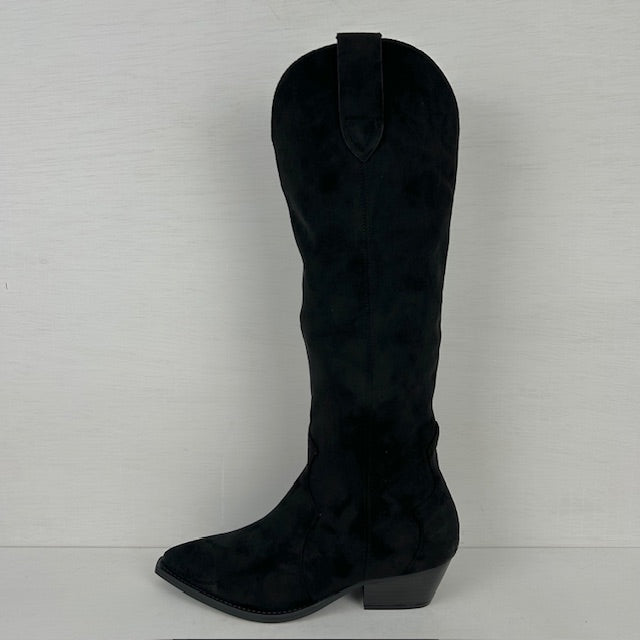 Gave hoge suèdine cowboylaarzen zwart