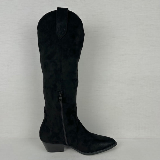 Gave hoge suèdine cowboylaarzen zwart