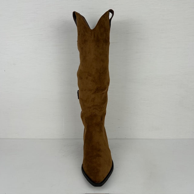 Gave hoge suèdine cowboylaarzen camel