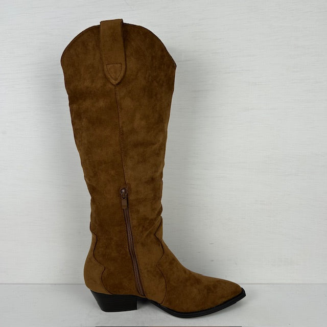 Gave hoge suèdine cowboylaarzen camel