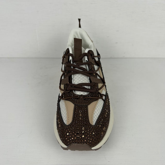 Sneakers met shiny details bruin