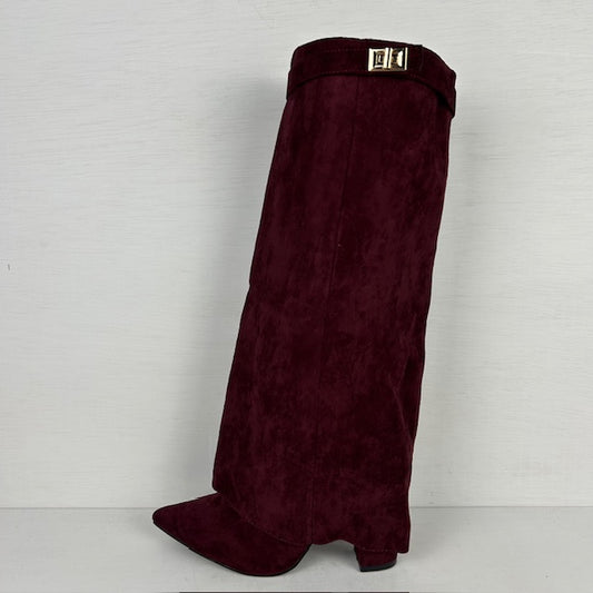 Hoge cowboylaarzen met flap en bandje rood