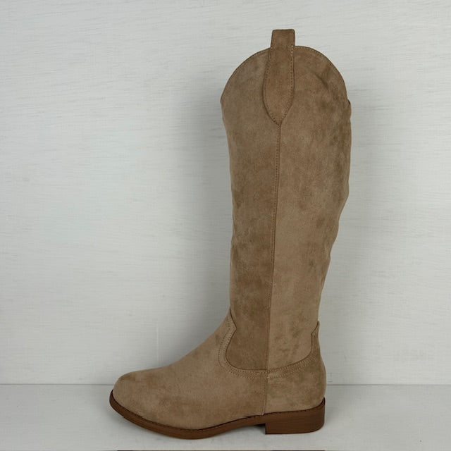 Suèdine laarzen met lage hak beige