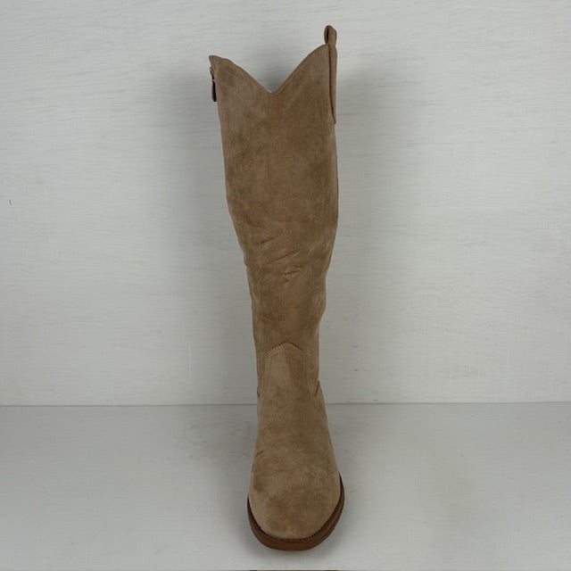 Suèdine laarzen met lage hak beige